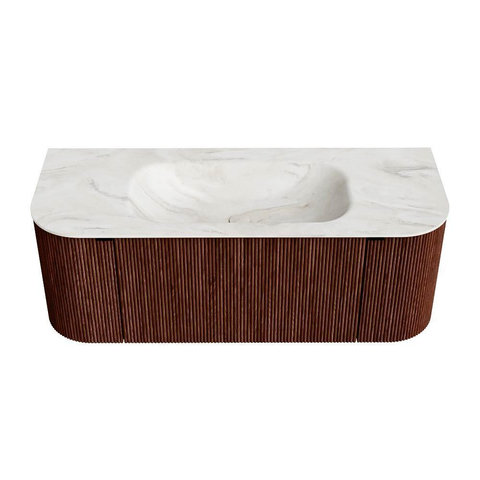 Mondiaz KURVE-DLUX Badkamermeubelset - 120x46x40cm - 1 lade - 2 deuren - wastafel solid surface - midden - zonder kraangat - Ruby SW1415824