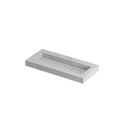 Ink Pitch lavabo - 100x45x9cm - vasque centrée - sans trou de robinet - calacatta mat (blanc) SW693283