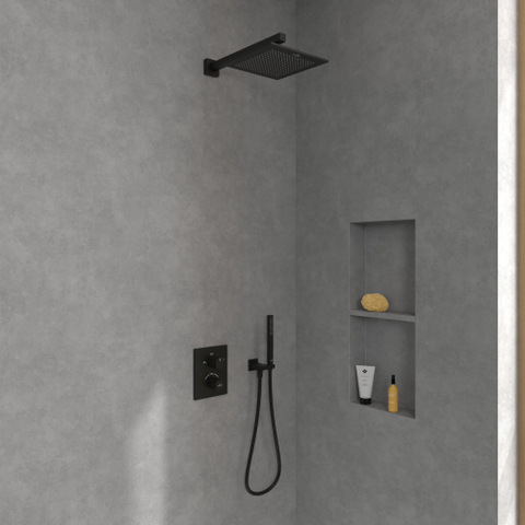 Villeroy & Boch Universal Showers regendouche - 25x25cm hoekig - mat zwart SW974356