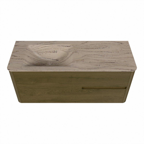 Mondiaz CIRO-DLUX Meuble de salle de bains - 120x45x50cm - Plan vasque Solid surface Arena - 1 vasque à gauche - 1 trou de robinet - 2 tiroirs - Dusk SW1533093
