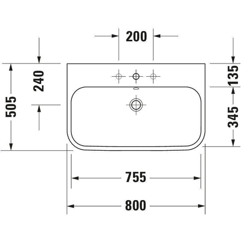 Duravit Happy D.2 Meubelwastafel - 80x50.5cm - met 1 kraangat - met overloop - wit SW54304
