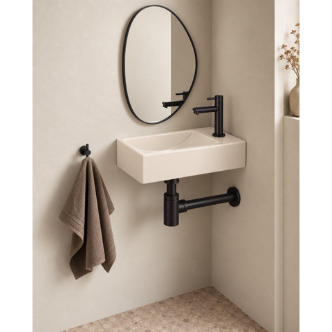 Saniclass Fuente pack lave-mains – rectangulaire – 40 x 22 x 10 cm – Solid Surface beige – robinet noir SW1587193