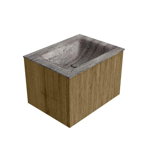 MONDIAZ KURVE-DLUX 60cm badmeubel kleur Dusk met 1 lade en 0 deuren. Wastafel CLOUD Midden 1 kraangat Oza. SW1432958