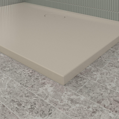 Villeroy & Boch Ecora douchebak - 120x80x3.5cm - afvoer lange zijde - almond (beige) SW1558977