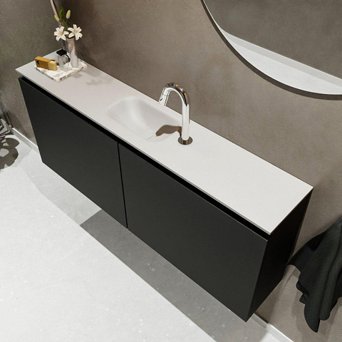 MONDIAZ TURE Toiletmeubel 120x23x50cm met 1 kraangaten 2 deuren urban mat Wastafel Eden midden Solid Surface Wit SW474913