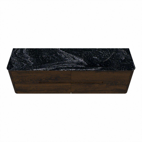 Mondiaz CIRO-DLUX Badkamermeubelset - 170x45x50cm - Solid surface wastafel Lava - 1 wasbak Rechts - 1 kraangat - 4 lades - Walnut SW1530158