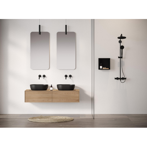 Looox Wood collection Meuble sous lavabo en bois avec 2 tiroirs 160x30x46cm chêne - vieux gris SW546658