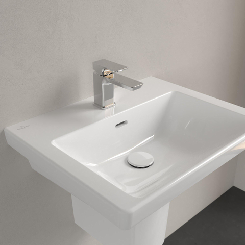 Villeroy & Boch Subway 3.0 wastafel - met kraangat - met overloop - 55x44x16.5cm - White Alpine (glans wit) SW654566