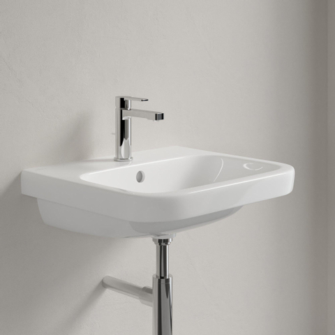 Villeroy & Boch Architectura wastafel onderzijde - geslepen - 55x47cm - met kraangat - met overloop - White Alpine (glans wit) 1025270