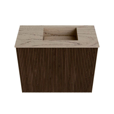 Mondiaz JOYA-DLUX Meuble de toilette 50cm - couleur Walnut - Vasque FAYE position Droite Sans trou de robinet couleur Arena SW1424308