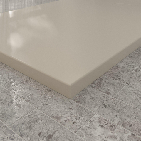 Villeroy & Boch Ecora douchebak - 180x100x4.5cm - afvoer korte zijde - almond (beige) SW1558928