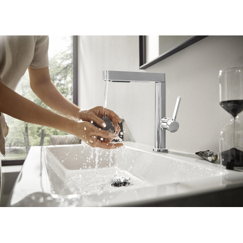 Hansgrohe Finoris Wastafelkraan - 230 - 2jet - met uittrekbare vuistdouche - met afvoerplug - hoogglans chroom SW651074