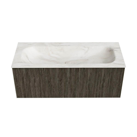 Mondiaz KURVE-DLUX Ensemble meuble de salle de bains - 110x46x40cm - 1 tiroir - lavabo solid surface - centre - sans trou de robinet - Shadow SW1414474
