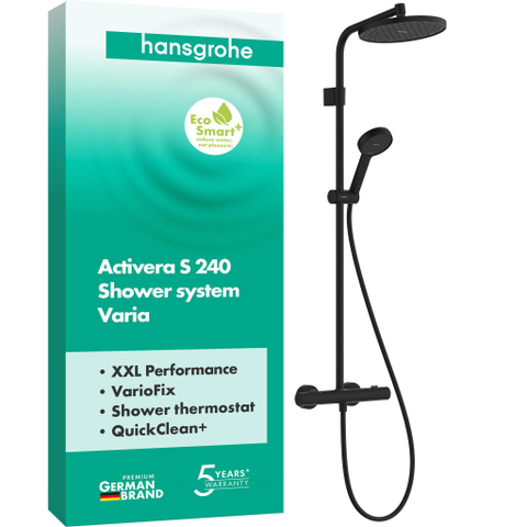 Hansgrohe Activera S opbouw regendoucheset – thermostatisch – Ø24 cm hoofddouche – handdouche met één stand – mat zwart SW1388476