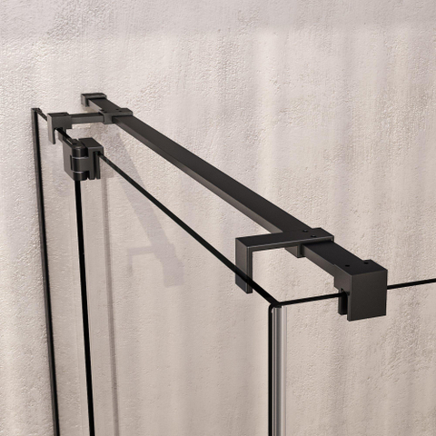 BRAUER Stellar Cabine de douche - 140x90x200cm - porte battante - revêtement verre - réversible - verre clair - noir mat SW1418037