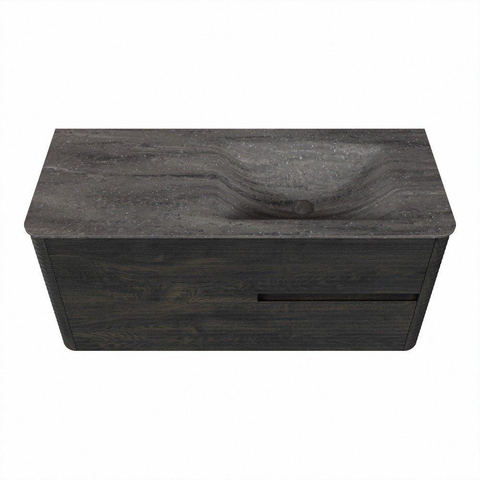 Mondiaz CIRO-DLUX Ensemble de meubles de salle de bains - 110x45x50cm - lavabo solid surface Oza - 1 vasque à droite - sans trous de robinet - 2 tiroirs - Shadow SW1532636