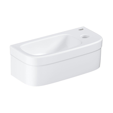 Grohe Euro Fonteinset - 37x18cm - rechthoek - 1 kraangat - zonder overloop - gebogen kraan - sifon - afvoerplug - handdoekhaak - wit/brushed hard graphite (antraciet) SW523962