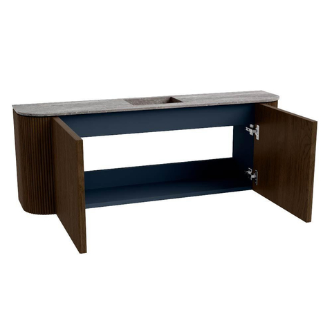 Mondiaz JOYA-DLUX 113.2cm toiletmeubel - ronding links en rechts kleur Walnut - Wastafel FAYE positie Midden Zonder kraangat kleur Oza. SW1424617