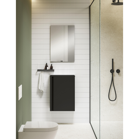 Saniclass Chaci Meuble sous-lavabo pour lave-mains - 40x55cm - 1 porte - avec plan de dessus - noir mat SW1448201