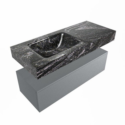 Mondiaz ALAN-DLUX Ensemble de meuble - 110cm - meuble Plata mat - 1 tiroir - Lavabo Cloud Lava suspendu - vasque Gauche - 1 trou de robinet SW808440