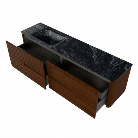 Mondiaz CIRO-DLUX Ensemble de meubles de salle de bains - 180x45x50cm - Lavabo en solid surface Lava - 1 vasque à gauche - 1 trou de robinet - 4 tiroirs - Ruby SW1531629