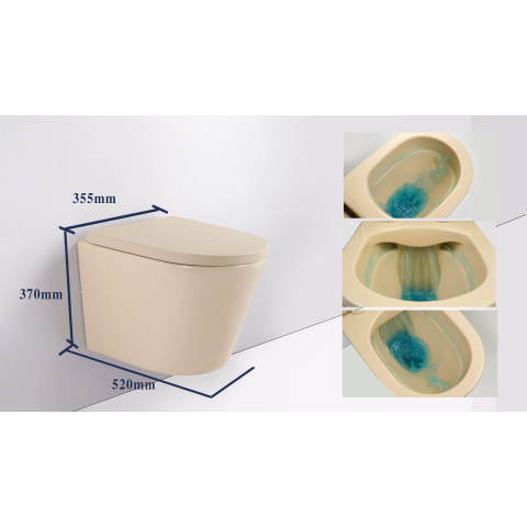 QeramiQ Dely WC suspendu - 36.3x51.7cm - à fond creux - sans bride - avec abattant 35mm softclose - beige SW1030607