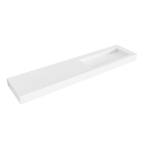 Mondiaz AVON Lavabo suspendu - 200cm - vasque à droite - rebord 12cm - Solid surface Talc SW436604