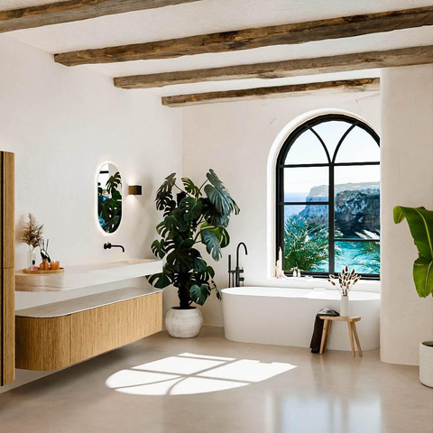 MONDIAZ THOR-DLUX Meuble de salle de bains 190cm arrondi gauche + droite couleur Oak avec 2 tiroirs et 2 portes. Vasque suspendue CLOUD Droite sans trou de robinet couleur Meli. SW1466719