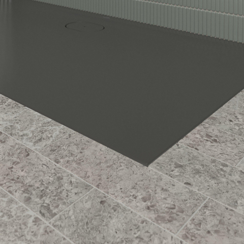 Villeroy & Boch Ecora douchebak - 160x80x3.5cm - afvoer lange zijde - anthracite (antraciet) SW1558871
