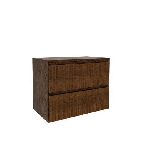 Saniclass Holz Atelier Meuble de salle de bain - 80x45x60cm - 2 tiroirs - plan de toilette - Walnut pure SW1436751