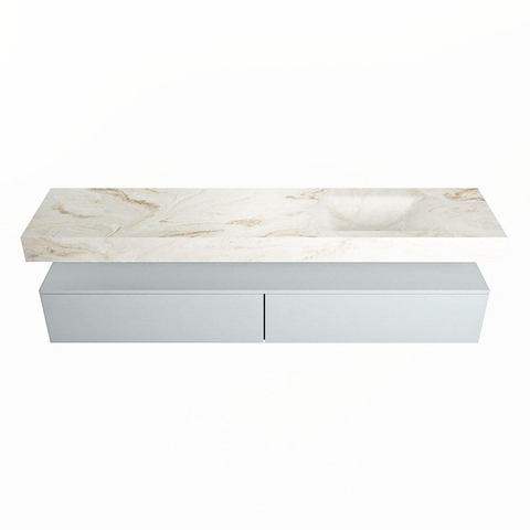 MONDIAZ ALAN - DLUX Ensemble de meuble de salle de bains - 200cm - meuble bas - Clay - 2 tiroirs - lavabo suspendu - vasque à droite - 1 trou de robinet - Frappe SW804888