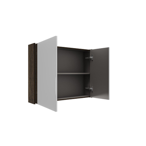 Saniclass Holz Atelier Armoire de toilette - 80x63x16cm - avec panneaux latéraux - Chêne charcoal SW1470581