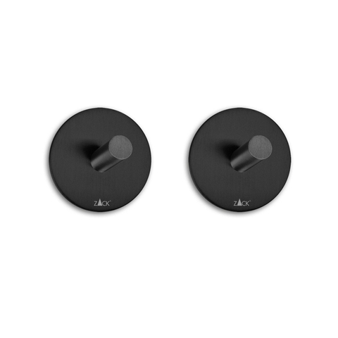 Zack Peco crochet porte-serviette 4.5x4.5cm rond autocollant Noir Mat set de 2 SW377921
