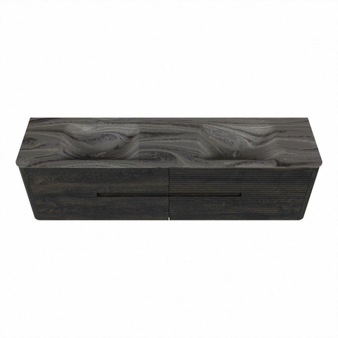Mondiaz CIRO-DLUX Meuble de salle de bains - 180x45x50cm - Plan vasque solid surface Sombra - 2 vasques Double - sans trous de robinetterie - 4 tiroirs - Shadow SW1532790
