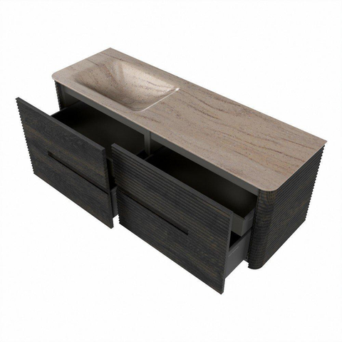 Mondiaz CIRO-DLUX Ensemble de meubles de salle de bains - 140x45x50cm - lavabo solid surface Saba - 1 vasque à gauche - 1 trou de robinet - 4 tiroirs - Shadow SW1532712