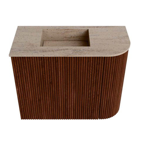 Mondiaz JOYA-DLUX 51.6cm toiletmeubel - ronding rechts kleur Ruby - Wastafel FAYE positie Links Zonder kraangat kleur Saba. SW1425601