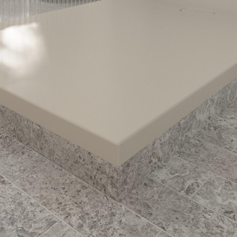 Villeroy & Boch Ecora douchebak - 160x100x4.5cm - afvoer korte zijde - almond (beige) SW1558893