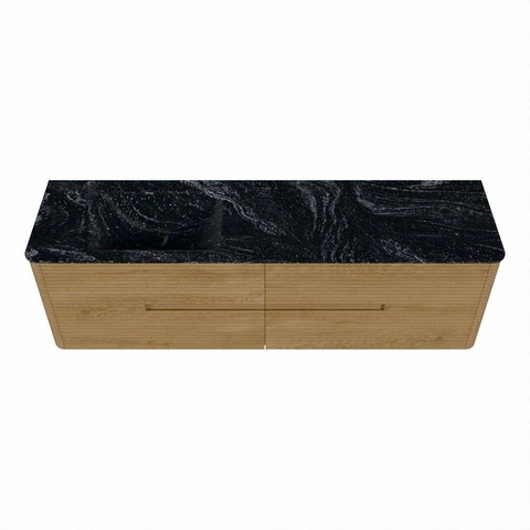 Mondiaz CIRO-DLUX Ensemble de meubles de salle de bains - 170x45x50cm - lavabo solid surface Lava - 1 vasque à gauche - sans trous de robinet - 4 tiroirs - Chêne SW1530995