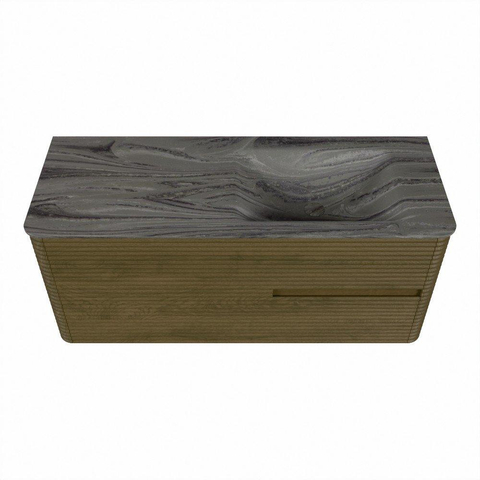 Mondiaz CIRO-DLUX Badkamermeubelset - 120x45x50cm - Solid surface wastafel Sombra - 1 wasbak Rechts - 1 kraangat - 2 lades - Dusk SW1533823