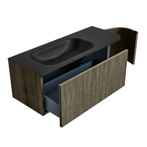 Mondiaz KURVE Ensemble de meuble de salle de bains - 115x46x40cm - 1 tiroir - 1 porte - lavabo solid surface - gauche - 1 trou de robinet - Shadow SW1414247