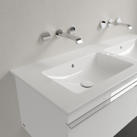 Villeroy & Boch venticello dubbele meubelwastafel - 130x50cm - zonder kraangat - met overloop - White Alpine (glans wit) 1025104