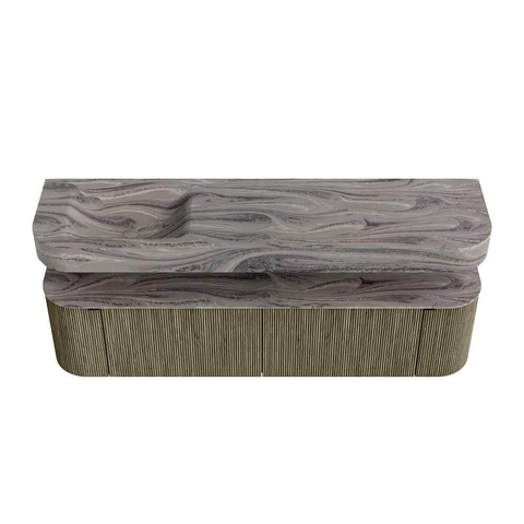MONDIAZ THOR-DLUX 180cm meuble de salle de bains arrondi gauche + droite couleur Shadow avec 2 tiroirs et 2 portes. Vasque suspendue CLOUD Gauche 1 trou de robinet couleur Sombra. SW1466343