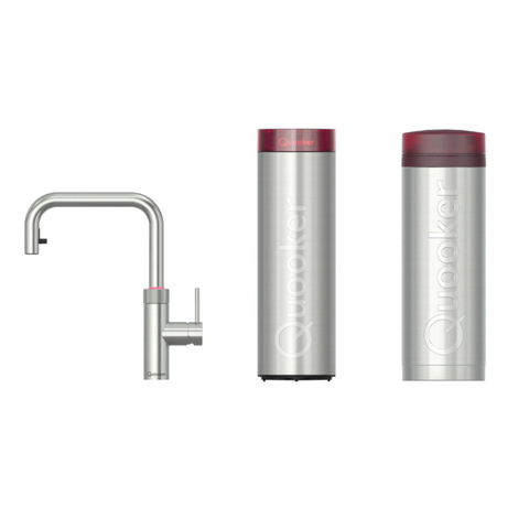 Quooker Flex Square kokendwaterkraan - draaibare & uittrekbare uitloop - PRO3 incl. Cube reservoir - Warm / kokend / bruisend / gefilterd water - RVS SW1442181