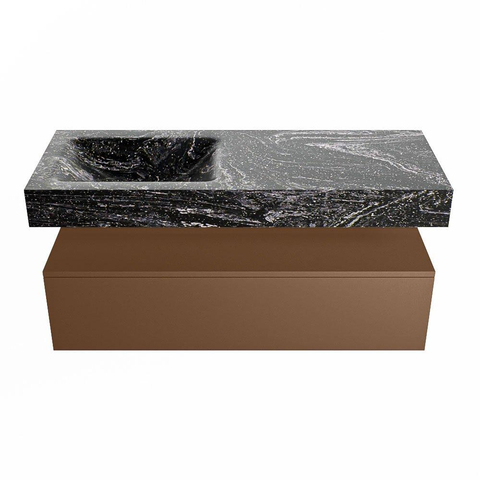 MONDIAZ ALAN - DLUX Ensemble de meubles de salle de bains - 120cm - meuble bas - Rust - 1 tiroir - lavabo suspendu - vasque à gauche - 0 trous de robinetterie - Lava SW808234