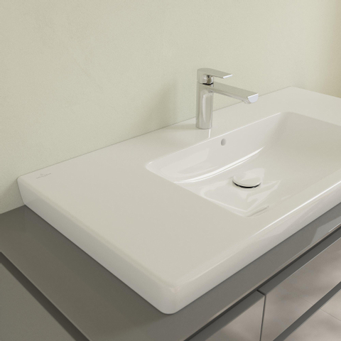 Villeroy & Boch Subway 2.0 meubelwastafel - geslepen - 100x47cm - met kraangat - met overloop - White Alpine (glans wit) 1025014