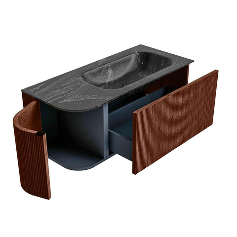 Mondiaz KURVE-DLUX Ensemble meuble de salle de bains - 105x46x40cm - 1 tiroir - 1 porte - lavabo solid surface - droit - 1 trou de robinet - Ruby SW1416030