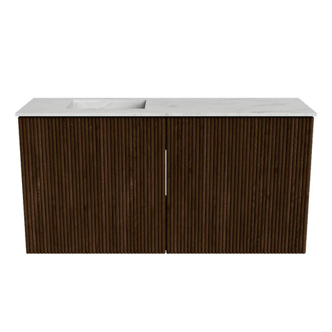 Mondiaz JOYA-DLUX Meuble de toilette 80cm - couleur Walnut - Vasque FAYE position Gauche Sans trou de robinet couleur Opalo SW1422512