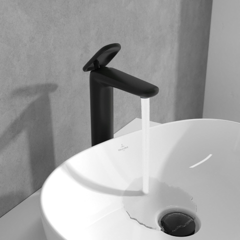 Villeroy & Boch Antao 1 greeps wastafelkraan verhoogd - met push open afvoergarnituur - mat zwart SW974158