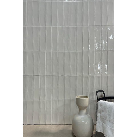 ÉCHANTILLON Terravito Pavero carreau mural - 7,5x30cm - 8,6mm - Rectangulaire - Crème brillant SW736232