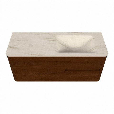 Mondiaz CIRO-DLUX Ensemble de meubles de salle de bains - 120x45x50cm - Vasque solid surface Meli - 1 lavabo à droite - 1 trou de robinet - 2 tiroirs - Ruby SW1531758